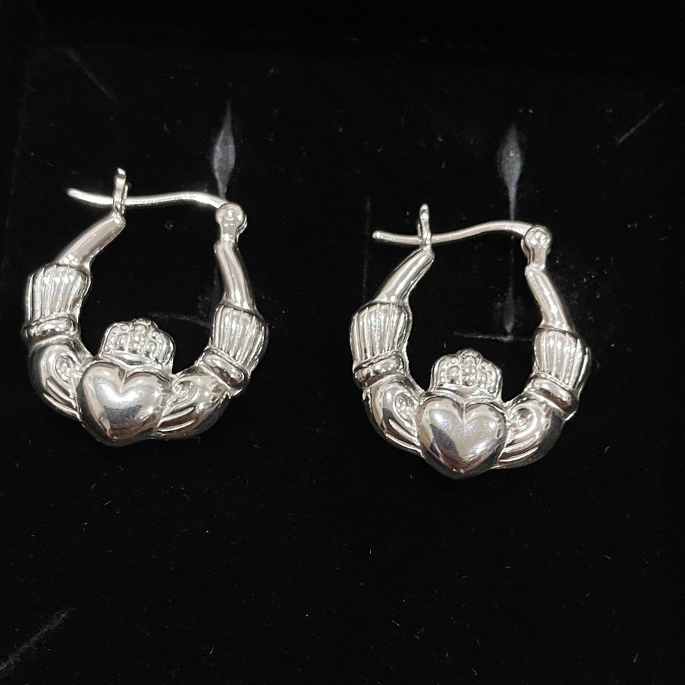 925 Silver Claddagh Hoops